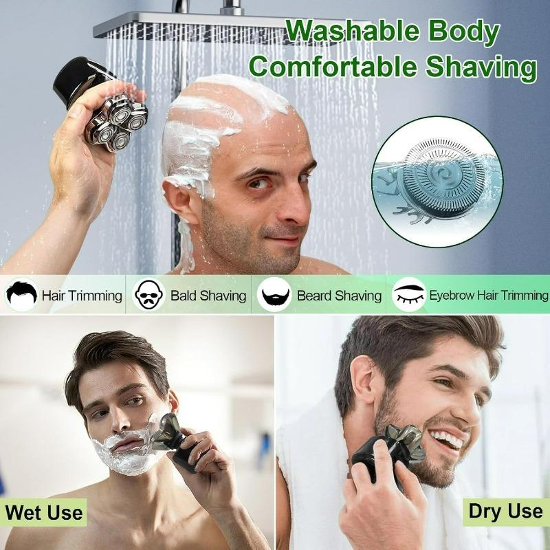 4Pcs Floating Shaver Replacement Heads for 5-head Bald Electric Razor, Bald Head Shaving Cutter Blades with Cleaning Brush