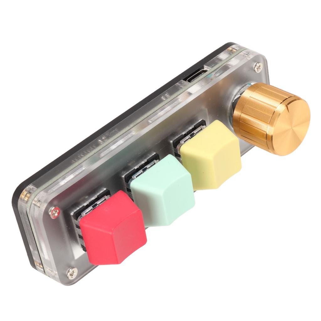 USB 3 Key Keypad with Knob Programmable Type C Wired Connection Blue One Handed Keypad for Gaming