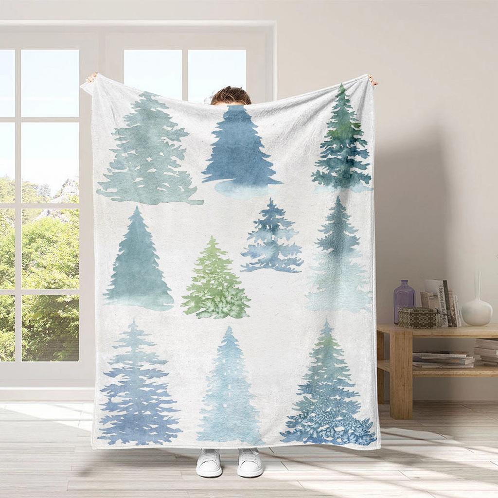 Christmas tree series patterns Printed Blanket for Sofa Bed Travel Camping Living Room Office Conditioning Blanket