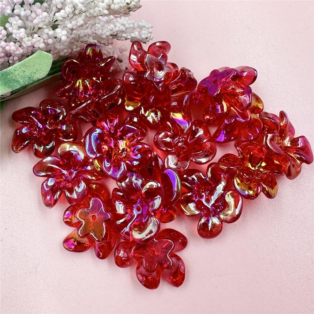 Hanmade Transparent DIY Handmade Materials 21.4*23.6mm Fashion Irregular Necklaces Jewelry Marking Acrylic UV Color Big Flower Beads 10pcs