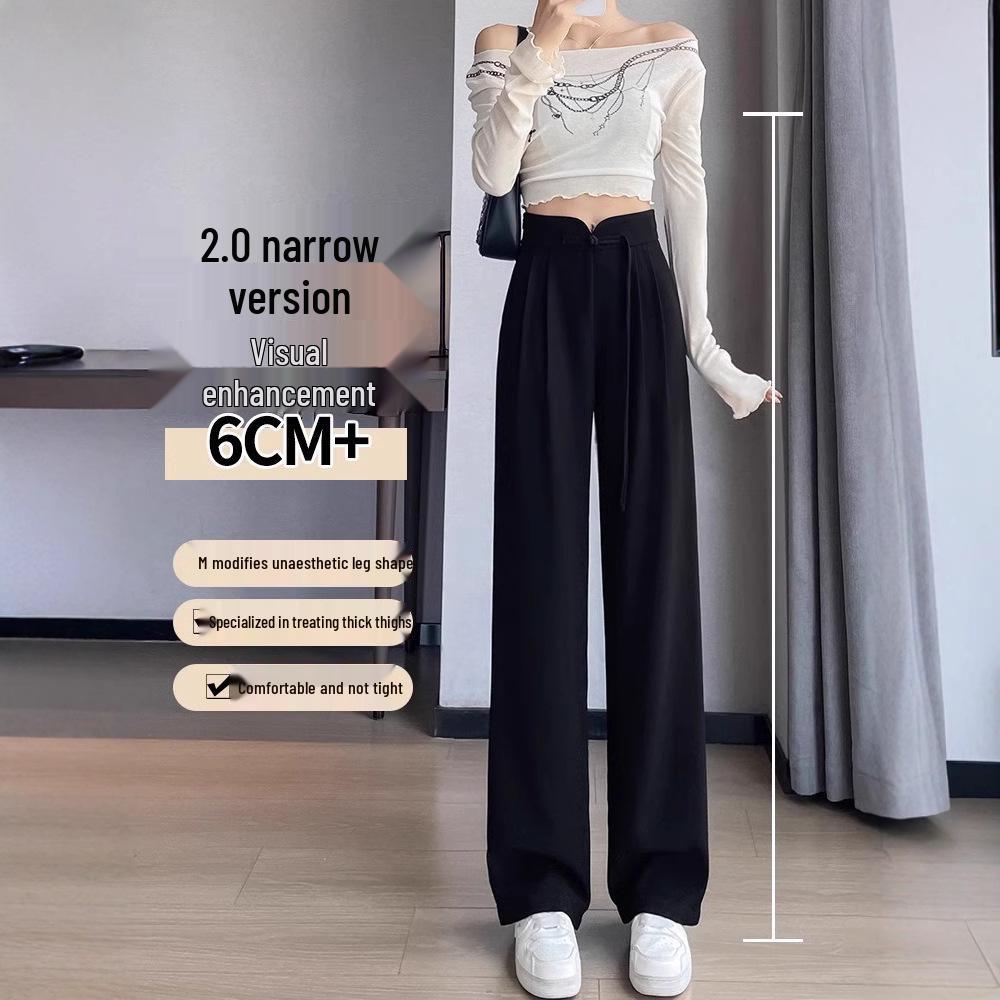 New Women's High-End Chinese-Style Black Loose Suit Pants - Spring/Autumn Straight-Leg Casual Wear