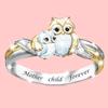 2021 I Will Always Be with You Exquisite Creative Fashion Lovely Owl Ring Double Layer Owl Mother and Child Ring Women