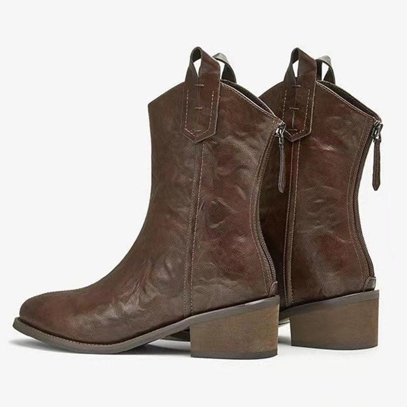 Кожаные женские ботильоны с острым носком, дизайнерские туфли на среднем каблуке, массивные зимние ботинки челси 2025 года, ретро-туфли Botas De Mujer