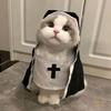 Pet Dress Cosplay Nun Headwear Puppy Kitten Nun Style Dress Halloween Dress Up Clothes Pet Costume Set Dog Transform Clothes