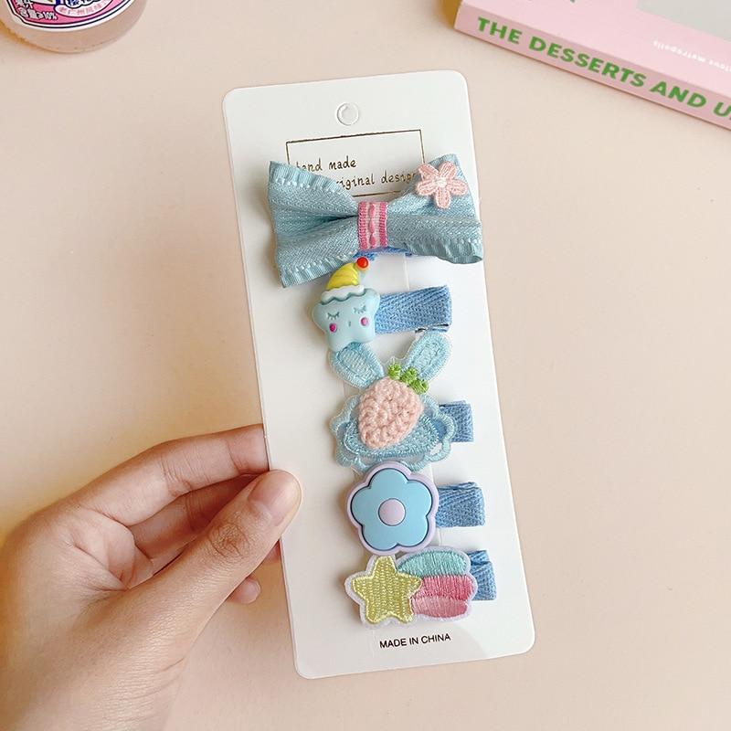 5 шт./компл., милая детская заколка для волос для девочек, милый мультяшный животный цветочный бант, заколка для волос для маленьких девочек, кавайная челка, боковой зажим, детские аксессуары