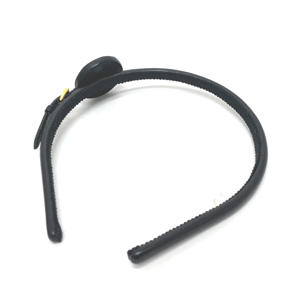 PRADA 7WN Witch motif Hair accessory Hair Band Leather Black/GoldHardware