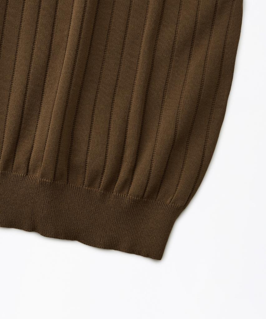 OUTSTANDING Hs Stripe Knit Collar Shirt_Brown