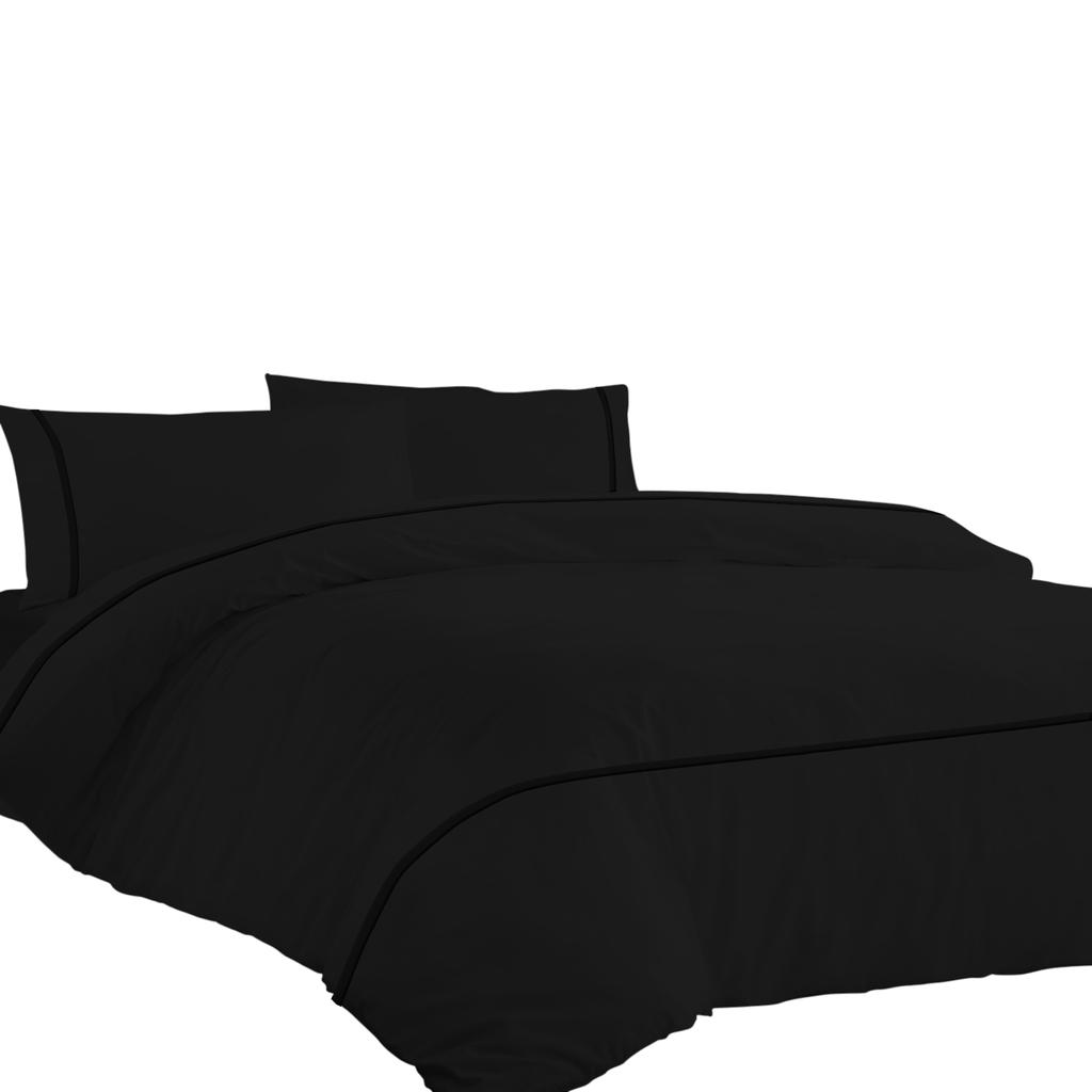 Комплект постельного белья из египетского хлопка премиум-класса 600TC с гладкой горизонтальной окантовкой (Набор из 3 предметов: 1 пододеяльник и 2 наволочки) - Различные размеры и цвета