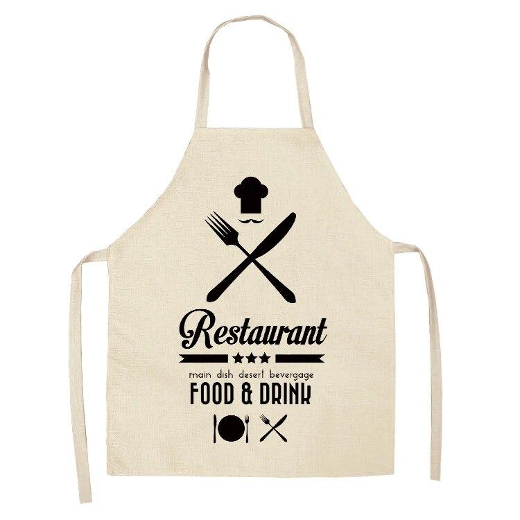 1 Piece Letter Men's and Women's Kitchen Aprons Linen Apron Home Apron Home Cooking Apron Catering Cleaning Apron Wholesale