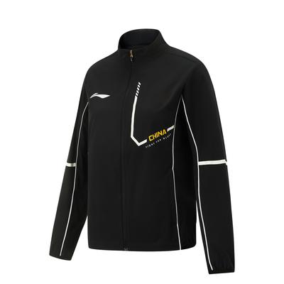 Li Ning Удобная повседневная простая куртка на молнии с воротником-стойкой, женские куртки, черный цвет AYYV010-1