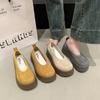 Мода 2025 Новые замшевые туфли на платформе, легкие, одинарные, женские, модные, желтые, весенние, простые, на плоской подошве, на коротком толстом каблуке, женские кроссовки