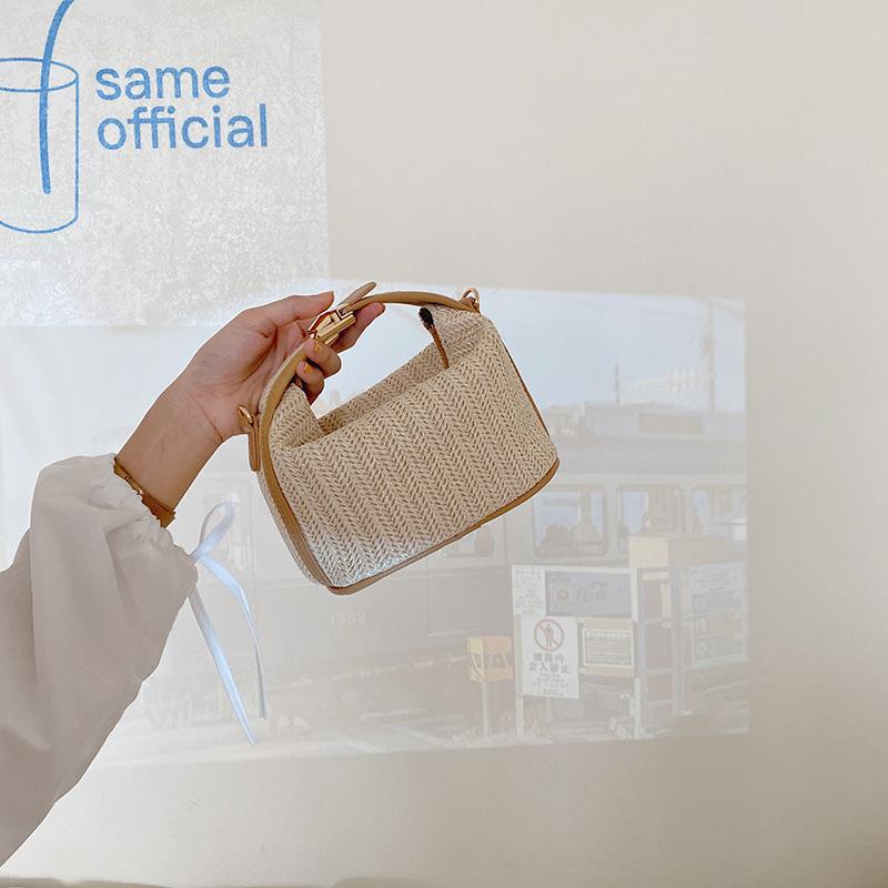 Летняя маленькая соломенная сумочка, модная сумка через плечо, плетеное ведро, сумка кроссбоди, повседневная пляжная сумка для отдыха на море, CLE