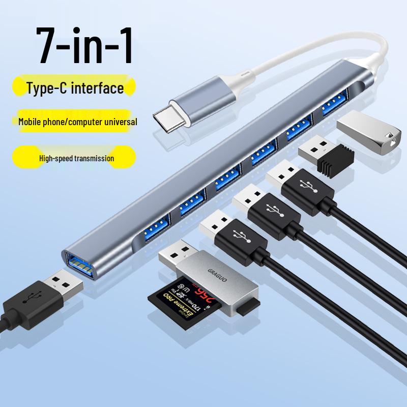 USB-концентратор 7-в-1, док-станция USB 3.0, многопортовый расширитель для компьютера и ноутбука с TYPE-C