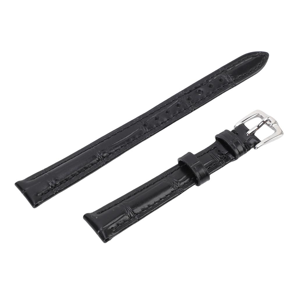 Кожаный ремешок для часов, водонепроницаемый, с тиснением под крокодила, черного цвета, кожаный браслет для замены часов 12x10