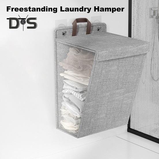 Laundry Storage Bag Clothes Hamper with Lid Dustproof Water Resistant Handle Design Clothes Laundry Basket Wall Hanging Organizer