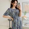 New Arrivals Open Run Women Summer Side Slit Pattern Long Dress