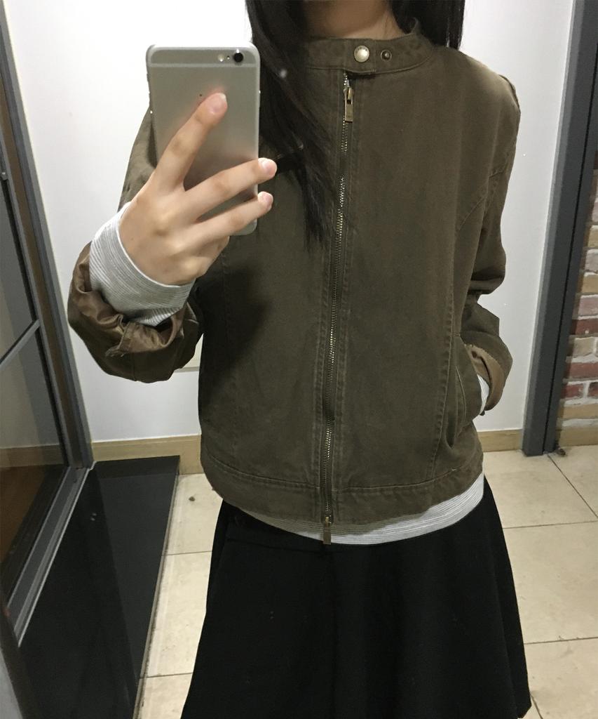 Куртка-косуха Place Studio Vintage Sand с вырезом, из стираного хлопка, с одним воротником, полуприлегающего кроя [Коричневый]