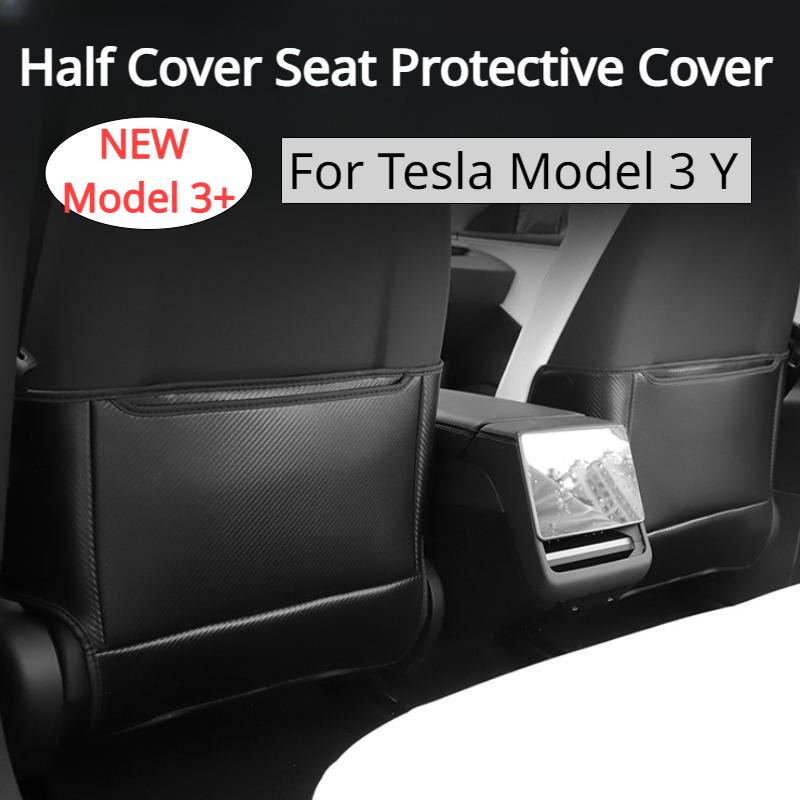 Seat Backrest Anti Kick Pad for Tesla Model 3+ Microfiber Leather Half Cover Seat Protective Cover Model3 Modely Car Accessories