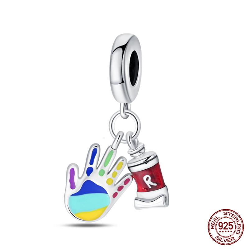 Copper Artist Brush Tools Color Palette Oil Painting Charms Beads Fit Qikaola Original Bracelets Diy Jewelry Gifts