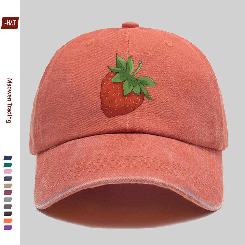 pc Fresh Strawberry Print Baseball Cap Home Leisure Design Decor Hat Comfortable Lightweight Sun Hat with Adjustable Strap F