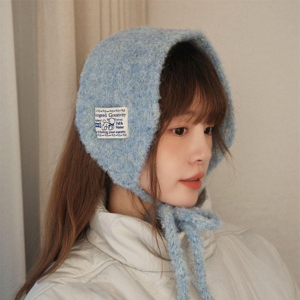 Solid Color Wool Strappy Earmuffs Thicken Warm Earlaps Fashion Knitted Ear Covers  Winter Headband