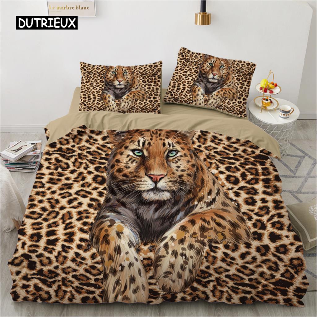 Роскошный комплект постельного белья с леопардовым принтом Queen King Double Duvet Cover Comfortable Quilt Cover Bed Set Animal Leopard Them Wild Animal