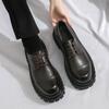 Men Oxfords Black Dress Derbys Platform Elevator Shoes Formal Business Shoes Height Increase Black Thick Sole Leather Shoes