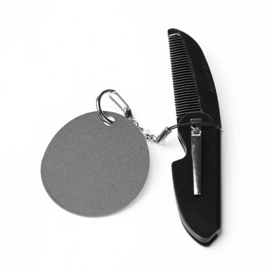 Мужская карманная складная расческа с акриловым зеркалом. Гладкая расческа с мелкими зубьями. Компактная расческа, позволяющая не спутывать волосы на ходу.