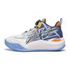 Li Ning Halo Mars Comfortable Sports Casual Shock Absorbing Wear Resistant Low Top Basketball Shoes Kids Basketball Shoes Off-White Blue YKBT046-7