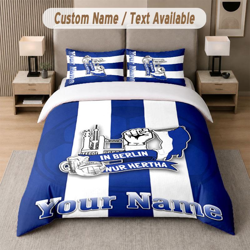 Custom Bedding Set hertha bsc Pattern, Print Name Text 1 Duvet Cover plus 2 Pillowcases Home Textile