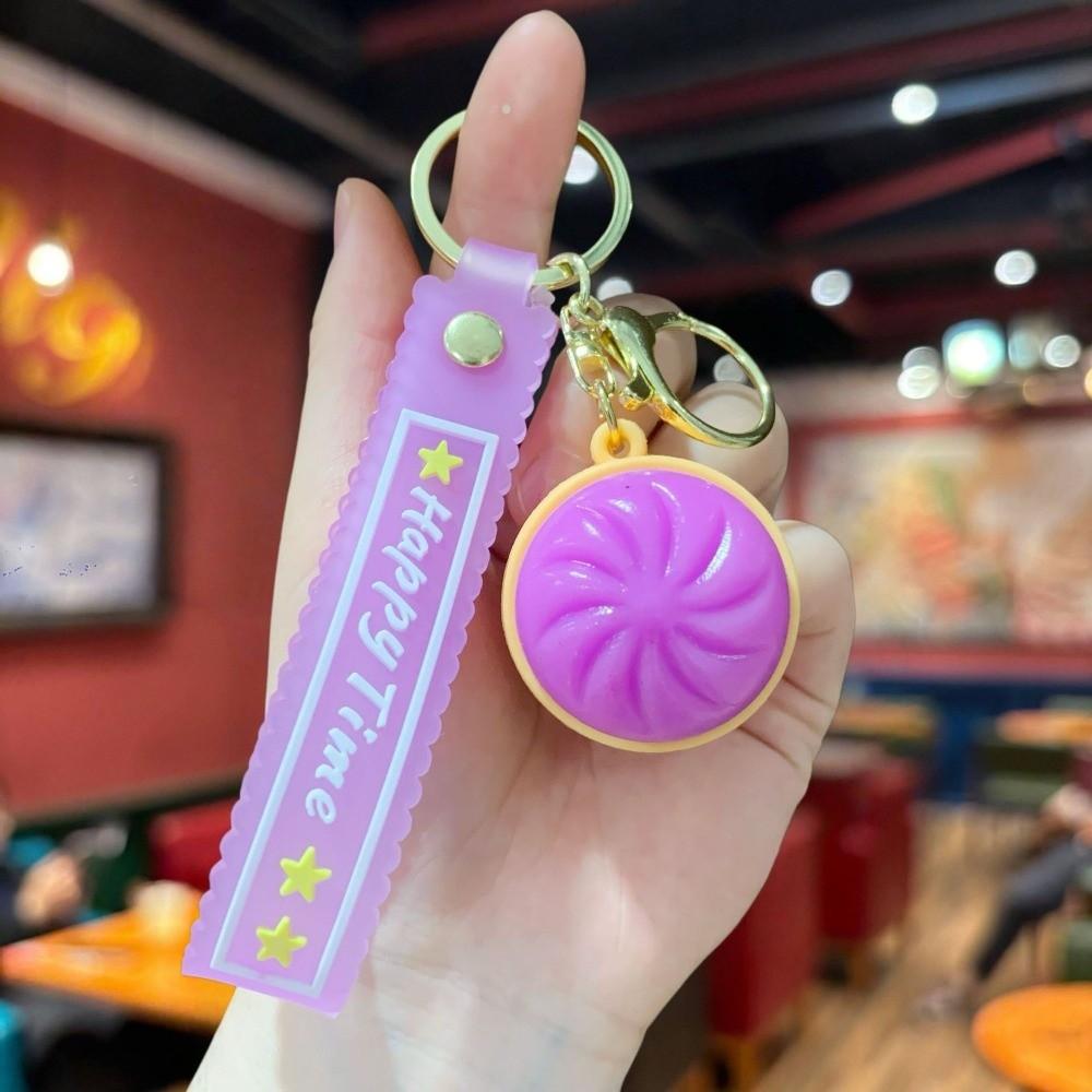 Glowing Flashing Baozi Key Ring 3D Squeeze Toy Fidget Toy Steamed Bun Key Chain School Kids