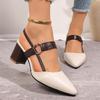 Elegant Pointed Toe Chunky Heel Sandals Women Summer Slingback High Heels Pumps Woman Fashion Thick Heeled Party Dress Sandalias