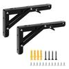 Folding L-Shaped Shelf Brackets, 50kg Load Capacity, Set of 2, 20cm (Black)