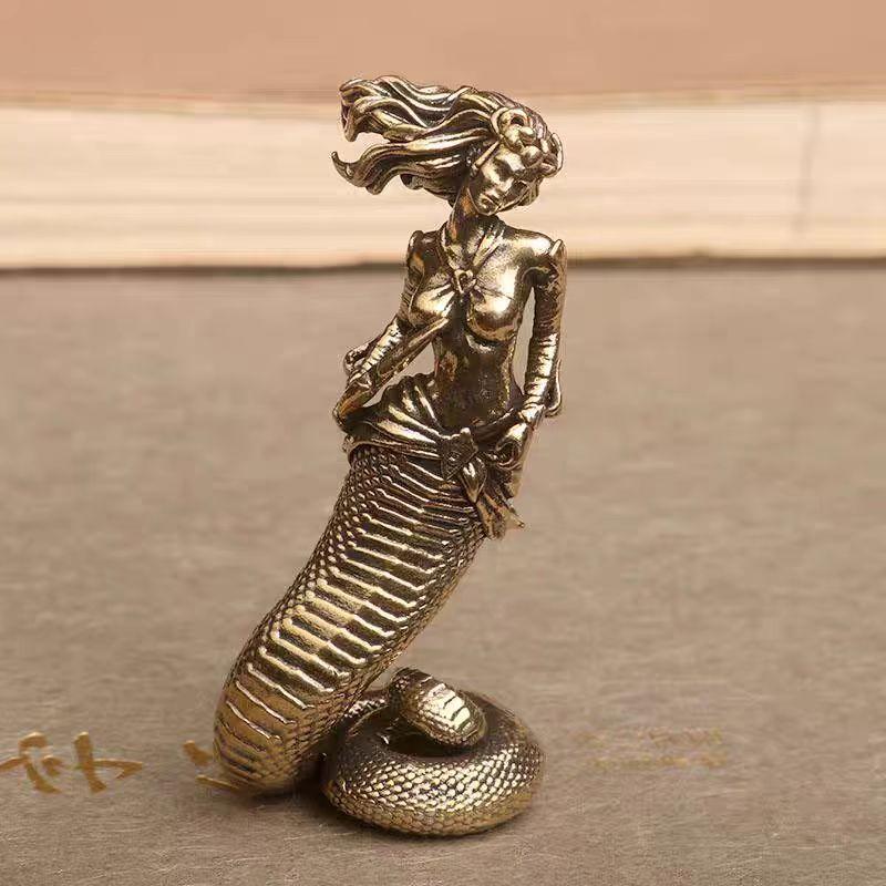 Brass Medusa Decoration Ancient Greek Snake Woman Crafts Home Office Desktop Decoration Tea Pet Crafts Creative Figure Statue