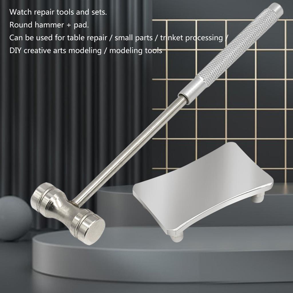 Multi Functional Watch Repair Tool Set Includes Round Hammer, Pad, and Non Slip Handle for Watchmakers and DIY Enthusiasts