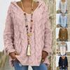 Women Sweater Hooded Long Sleeve Twist Texture Oversized Sweater Solid Color Loose Fit Ribbed Cuffs Knitting Tops