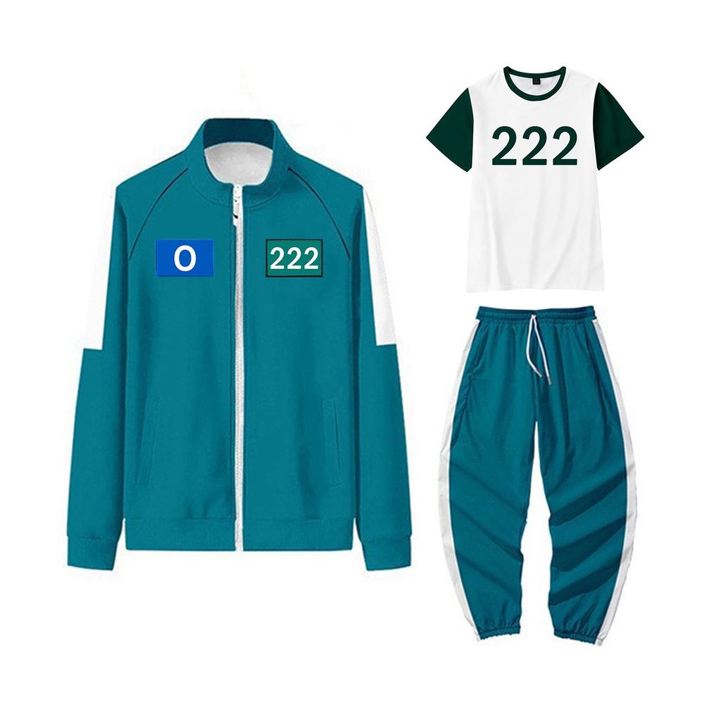Child Zipper Sweatshirt Hoodie Sports Casual Sweatshirt And Trousers And Short Sleeve Shirts Set