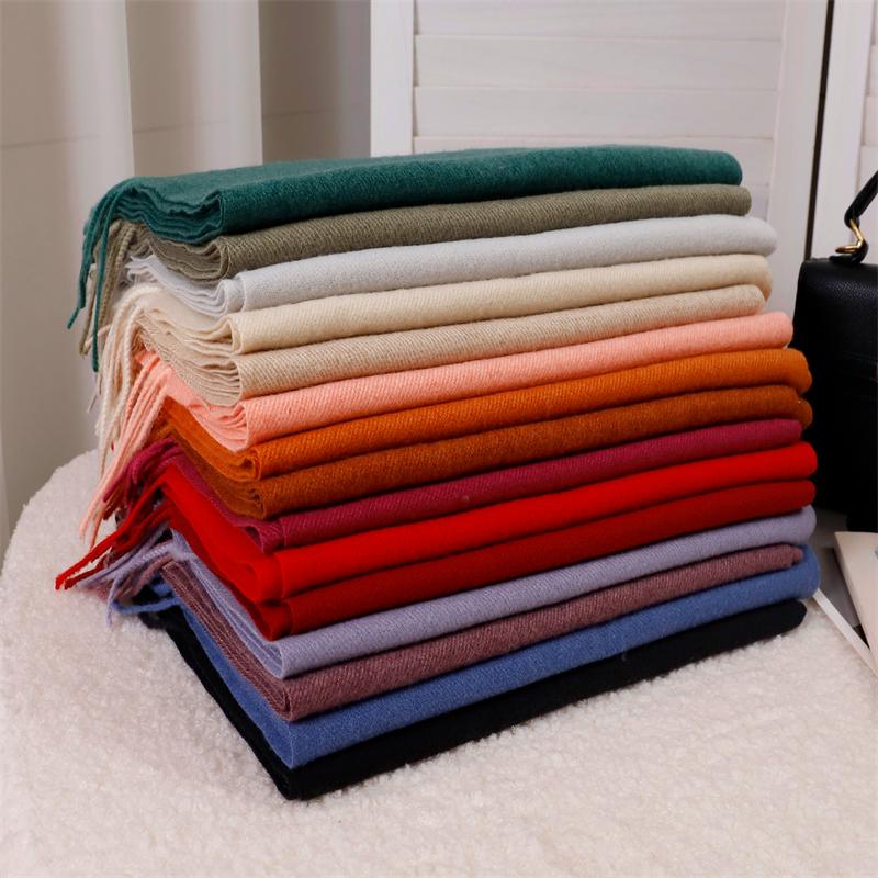 New Winer Warm Cashmere Scarf for Women Fashion Solid Thick Blanket Pashmina Shawl Wrap Female Bufanda Echarpe Foulard