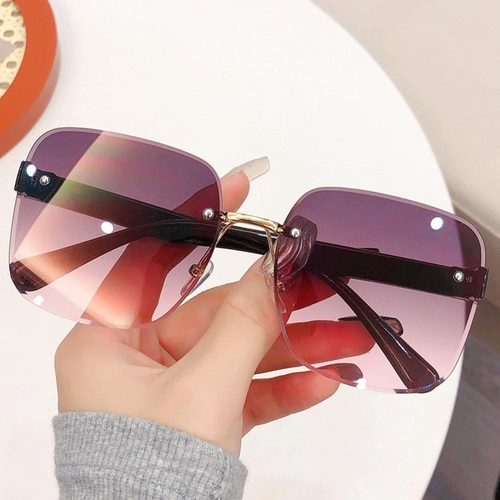 Квадратные женские солнцезащитные очки ретро мода без оправы солнцезащитные очки градиент UV400