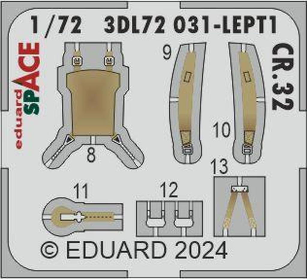 Eduard Масштаб 1/72 Space CR.32 Набор 3D-декалей для интерьера и фототравления (для Италери) Декали для пластиковой модели EDU3DL72031