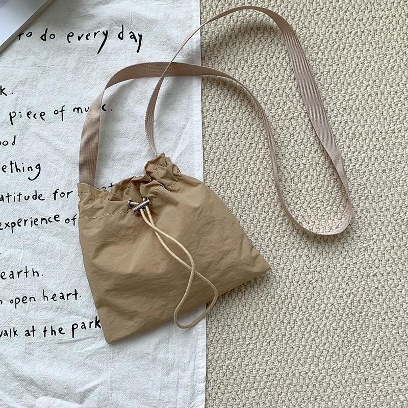 Korean Style Ins Personalized Casual Drawstring Nylon Cross-body Small Bag Women's All-matching Simple Lightweight Mini One-shoulder Cloth