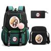 3Pcs/set Demon Slayer Kamado Nezuko Backpacks for Girls Anime School Bag Teenager Student Canvas Laptop Back Pack Women Rucksack