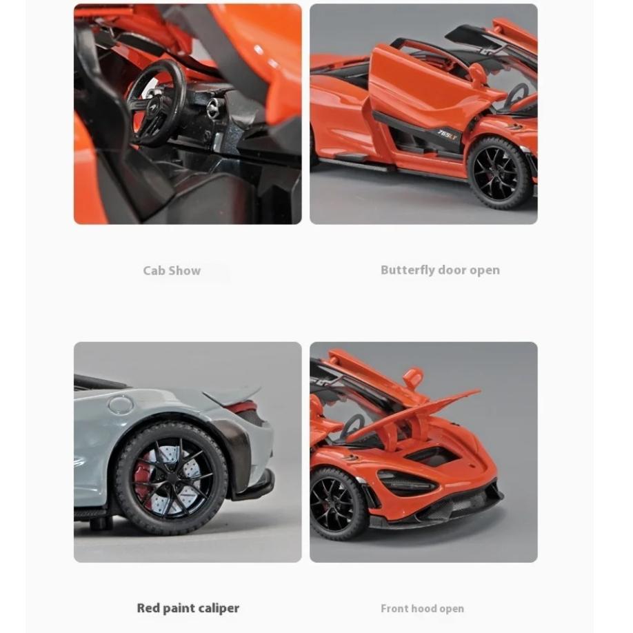Металлическая литая модель автомобиля Mclaren 765LT Supercar Series в масштабе 1/32, изысканные декоративные украшения, подарки для парня, сделанные своими руками