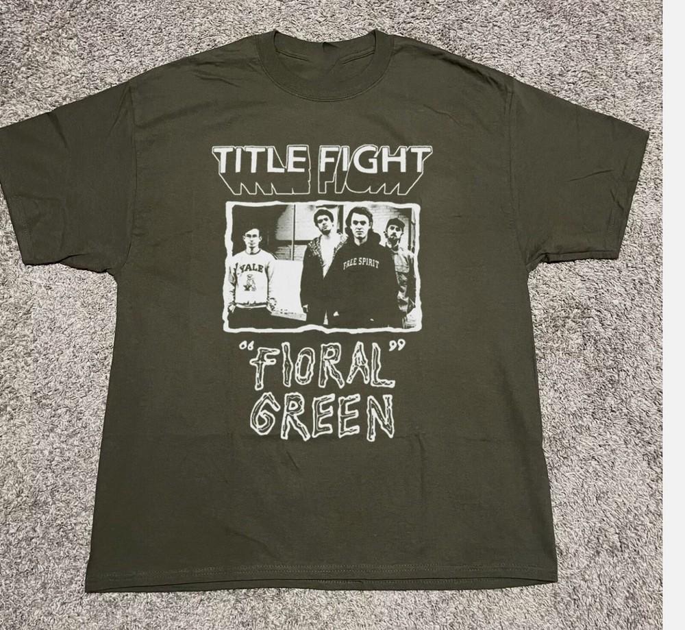 ФУТБОЛКА TITLE FIGHT Цветочная Зеленая Ретро Стиль Зеленая Все Размеры Унисекс