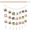 Настенный фотодисплей с 45 зажимами, декоративная фоторамка для коллажа, самодельная фотонить с гирляндой из деревянных бусин для спальни