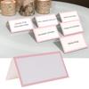 Place Cards for Table Setting Blank Wedding Seating Place Cards Folding Tent Name Cards with Pink Border for Party Bridal Banquet Dinner
