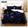 Colorful Star Sky Galaxy Bedding Set Scenery Space Duvet Cover Set Black Comforter Cover Milky Way Theme for Kids Teens Decor Three-piece Set