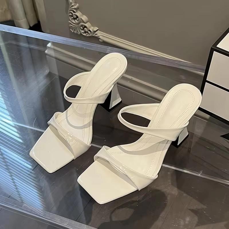 Модные Eilyken Элегантные шлепанцы с квадратным носком Женский дизайн Странный стиль Высокие каблуки Женское платье Сандалии женские