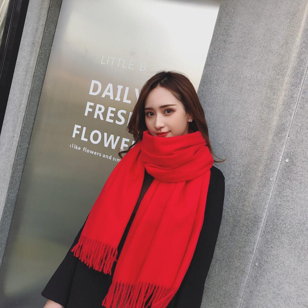 200 * 70cm Thick Solid Color Women'S Cashmere Imitation Scarf For Winter Luxury Women'S Wool Shawl