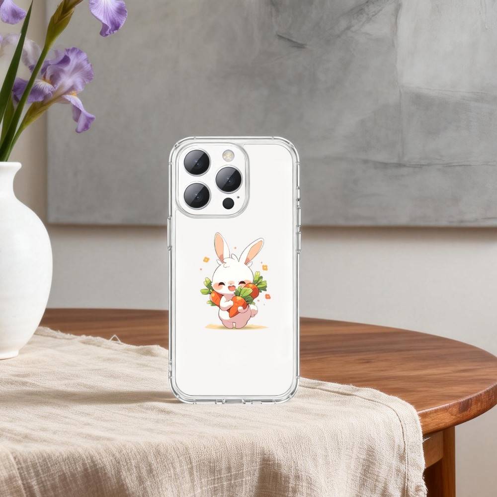 Милый Кролик Детеныши Кроликов Чехол для Телефона Для iPhone 17 16 15 14 13 12 11 Mini Pro Max Plus Прозрачный Чехол